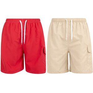 Men’s 2 Pack Cargo Swim Trunks Mesh Lined Quick Dry Beach Shorts Pockets